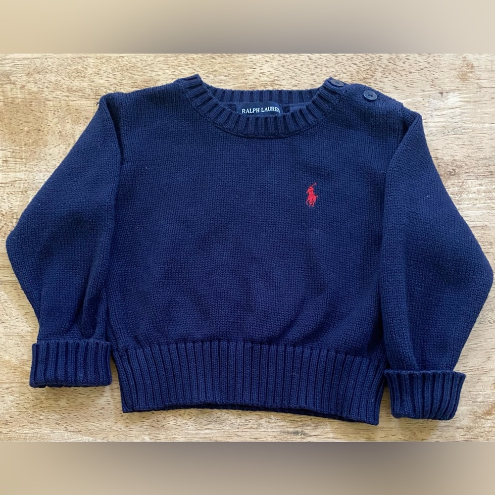 Vintage Polo by Ralph Lauren Infant Sz S/M Navy Cotton‎ Knit Pullover Sweater